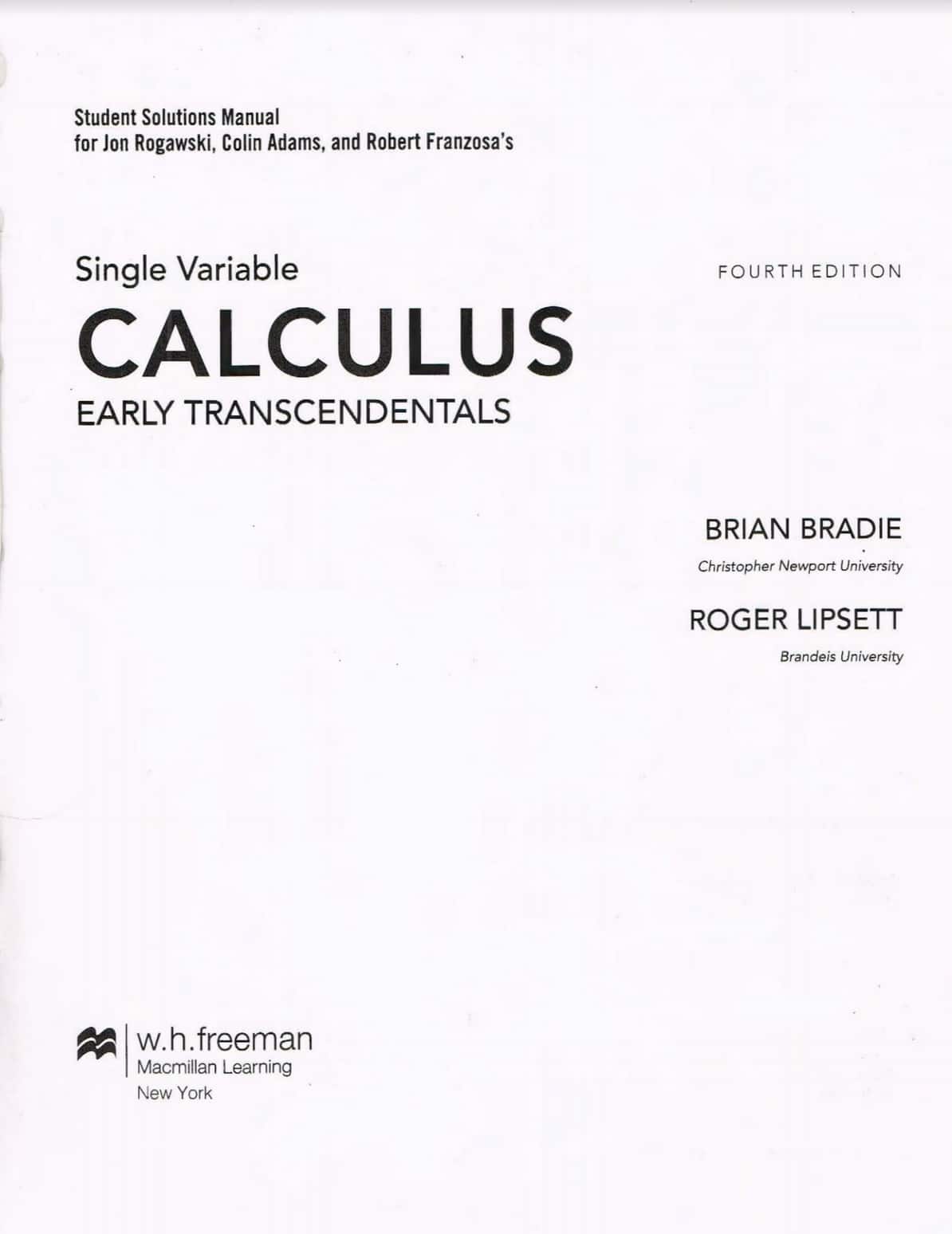 Calculus Early Transcendentals (4th Edition)