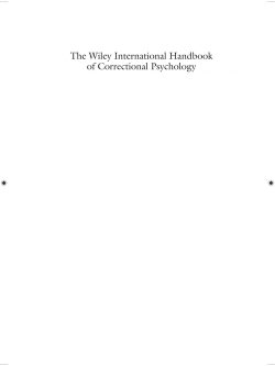 The Wiley International Handbook of Correctional Psychology